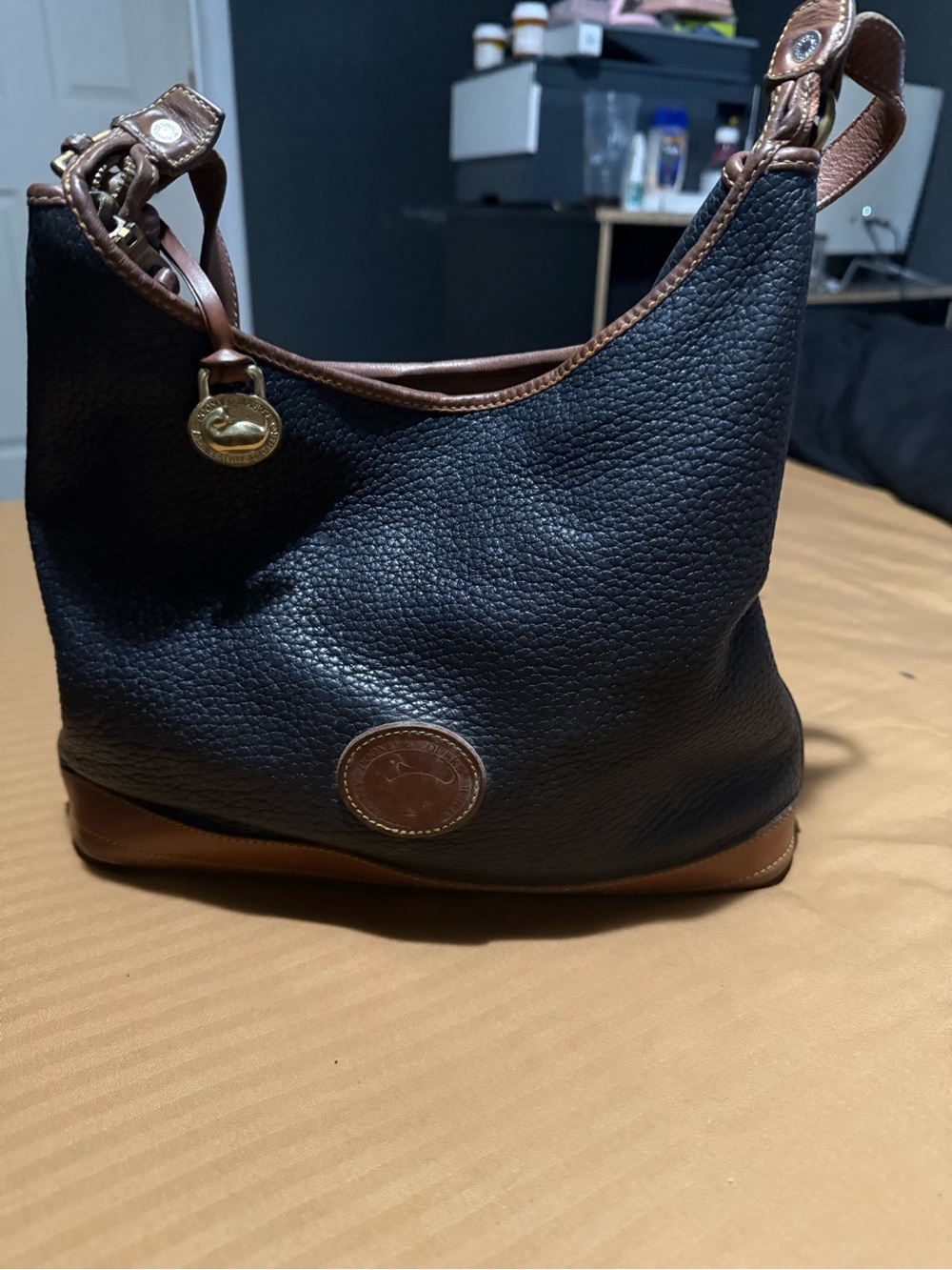 Vintage Dooney & Bourke Black Leather Hobo Bag Made in USA